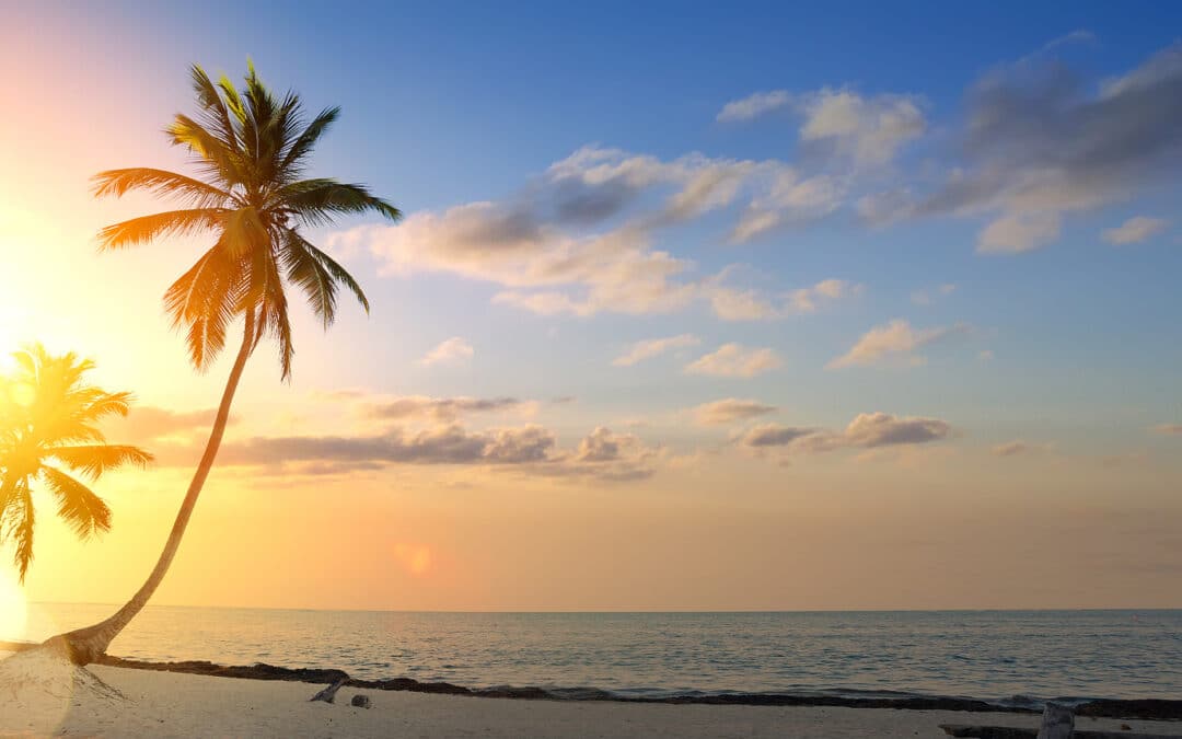 Art Beautiful sunset over the tropical beach